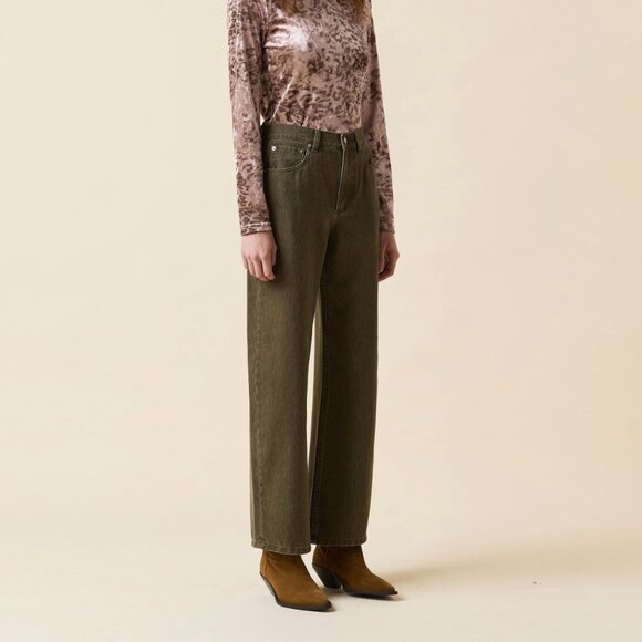 778. LE JEAN Nomad Ankle Olive Branch Green Denim $278 NWT Sz 26 - Picture 2 of 5